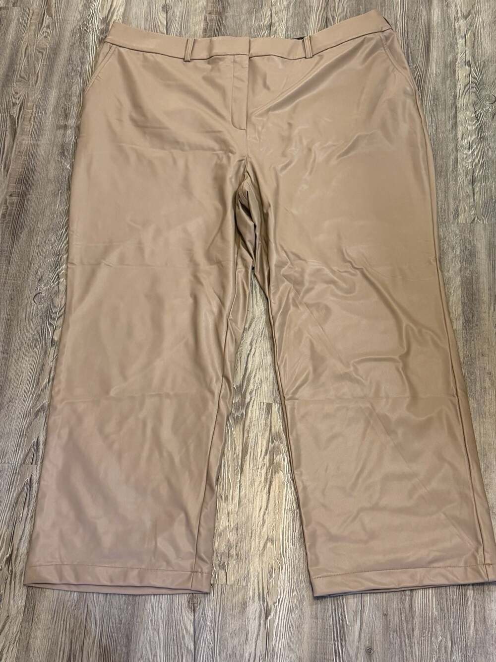 Lane Bryant Faux Leather Pants Size 26 Beige Wide Leg Trouser New With Tags
